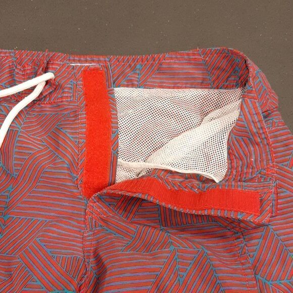 Trunks Surf and Swim Co. Aqua and Red Striped Pattern Trunks - Picture 4 of 10
